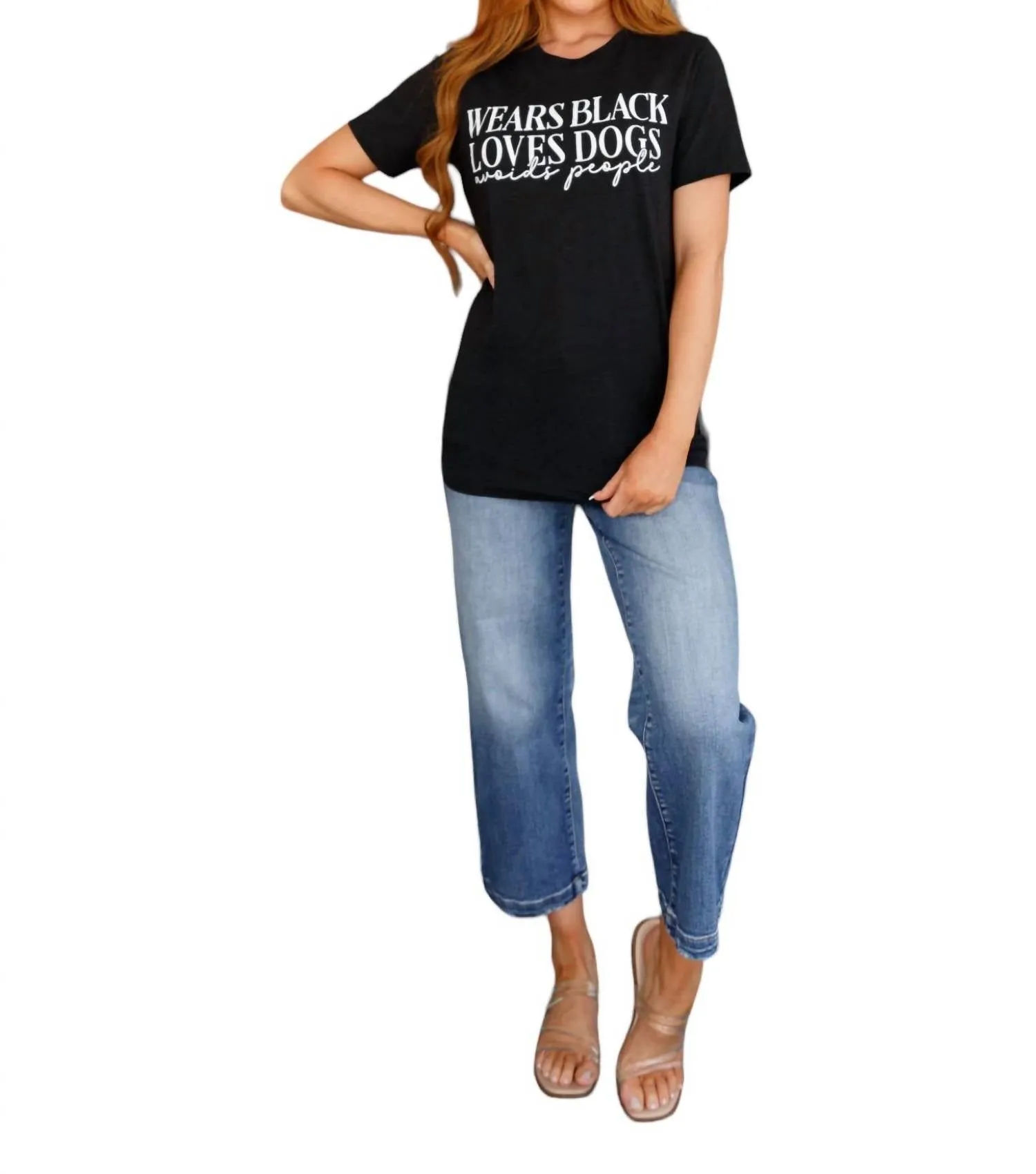 123 Amore - Wears Black, Loves Dogs Graphic Tee