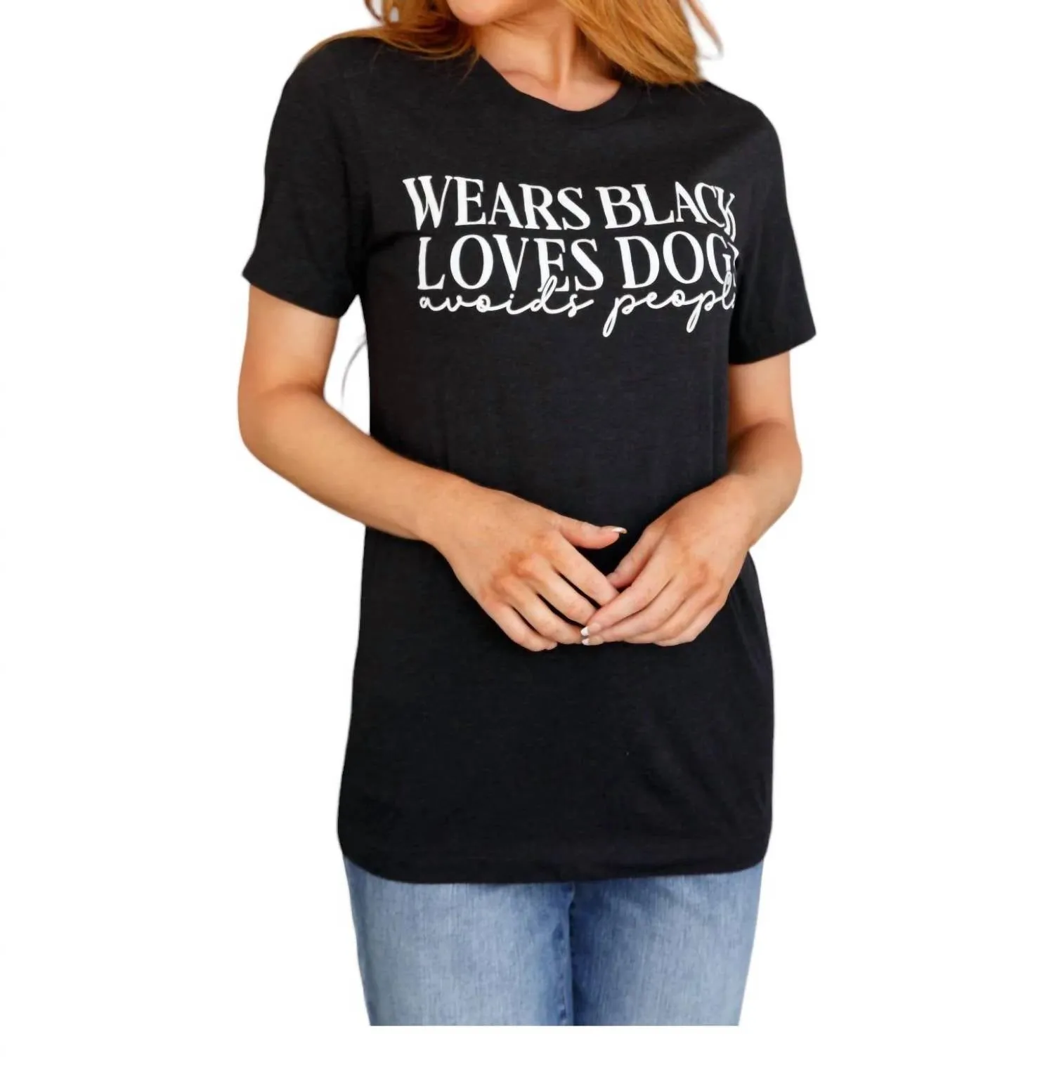 123 Amore - Wears Black, Loves Dogs Graphic Tee