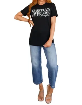 123 Amore - Wears Black, Loves Dogs Graphic Tee