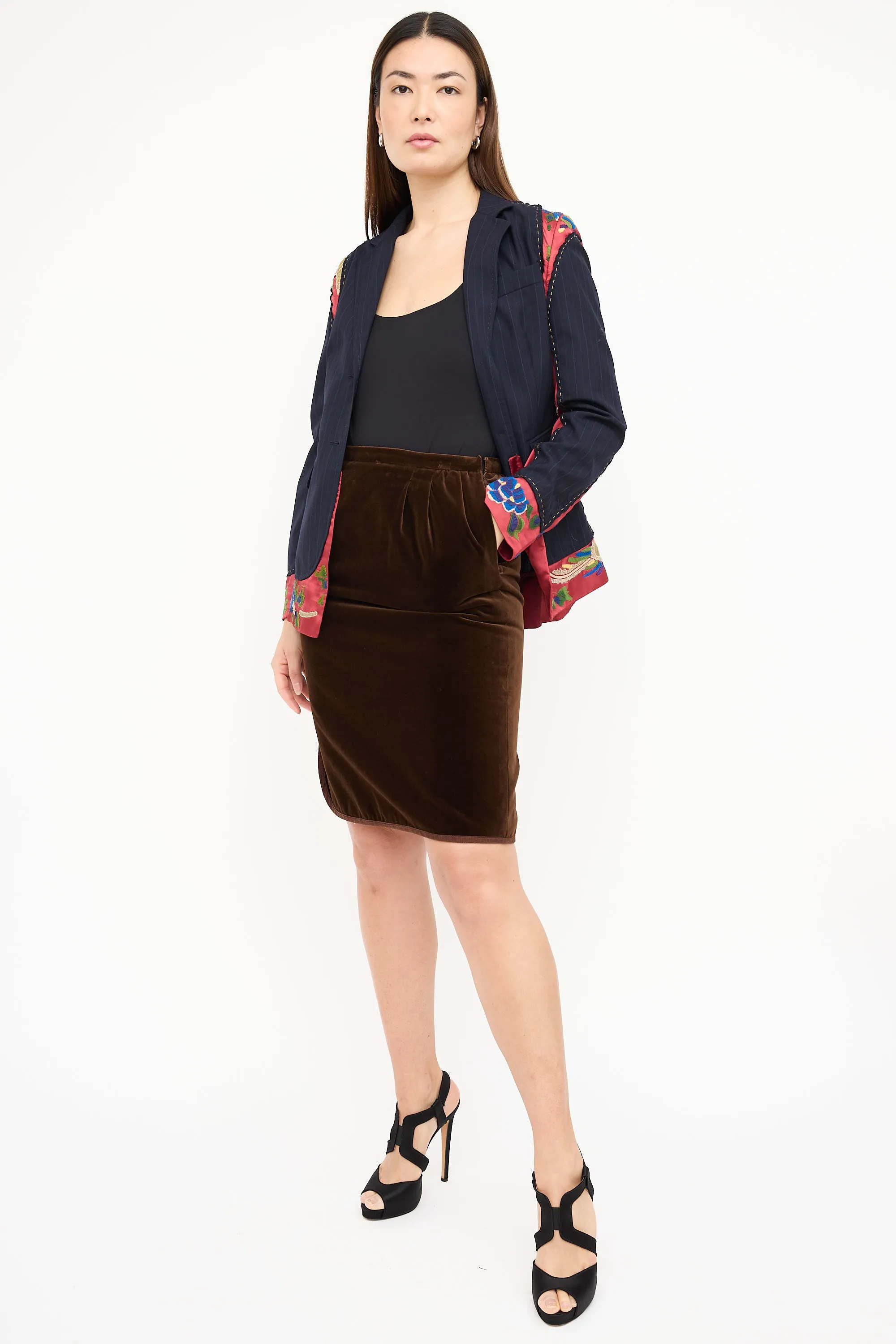 1980s Brown Velvet Skirt