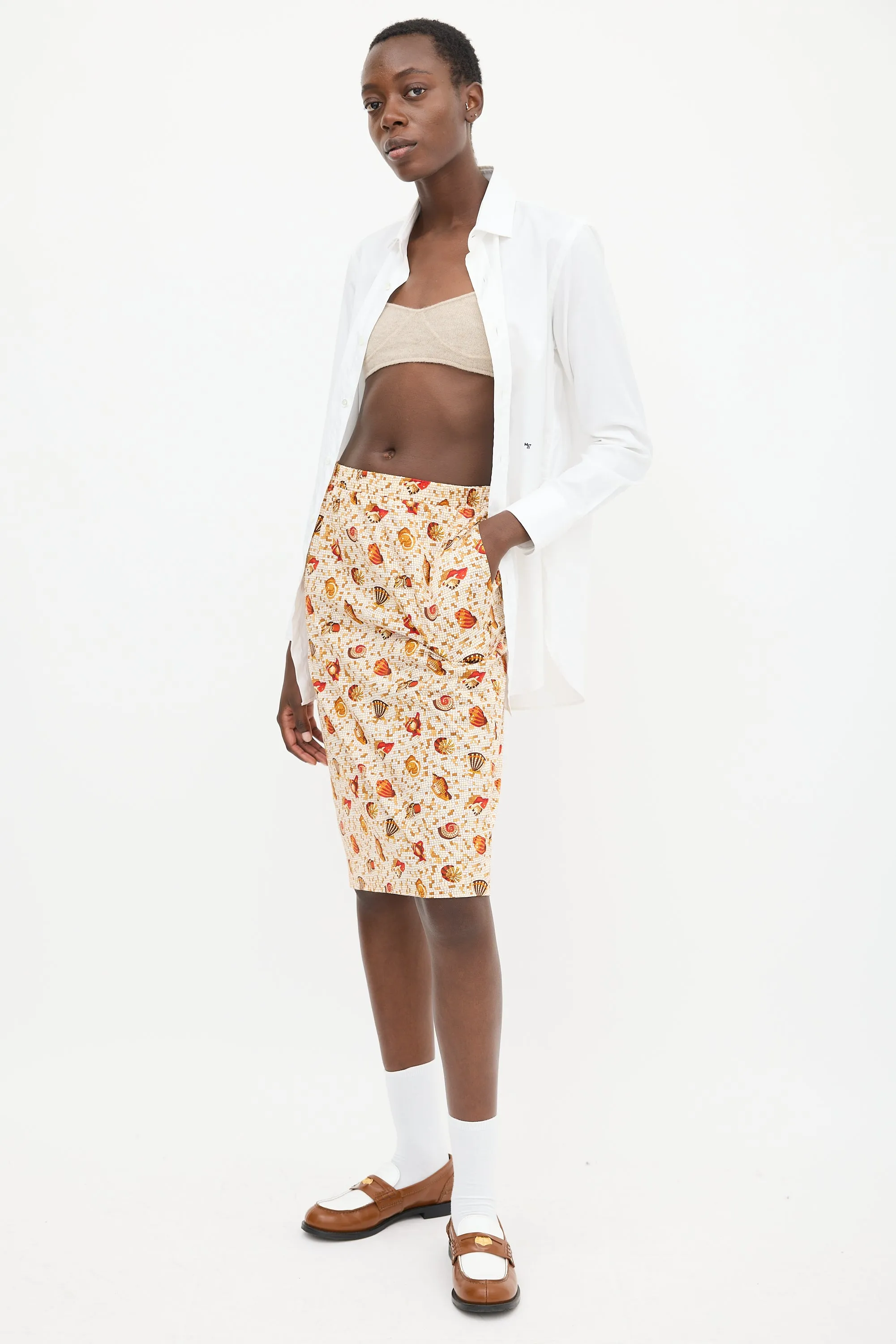 1990s Seashell Mosaic Printed Skirt