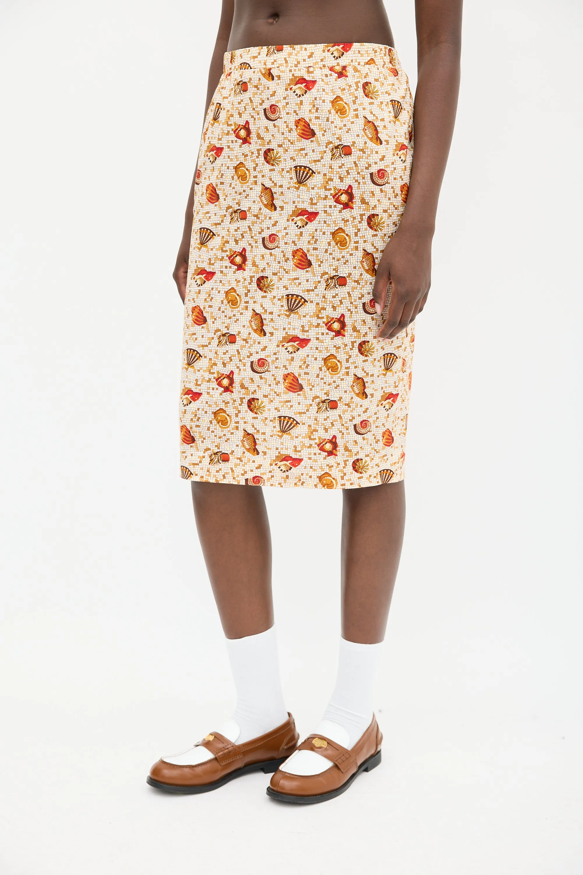 1990s Seashell Mosaic Printed Skirt