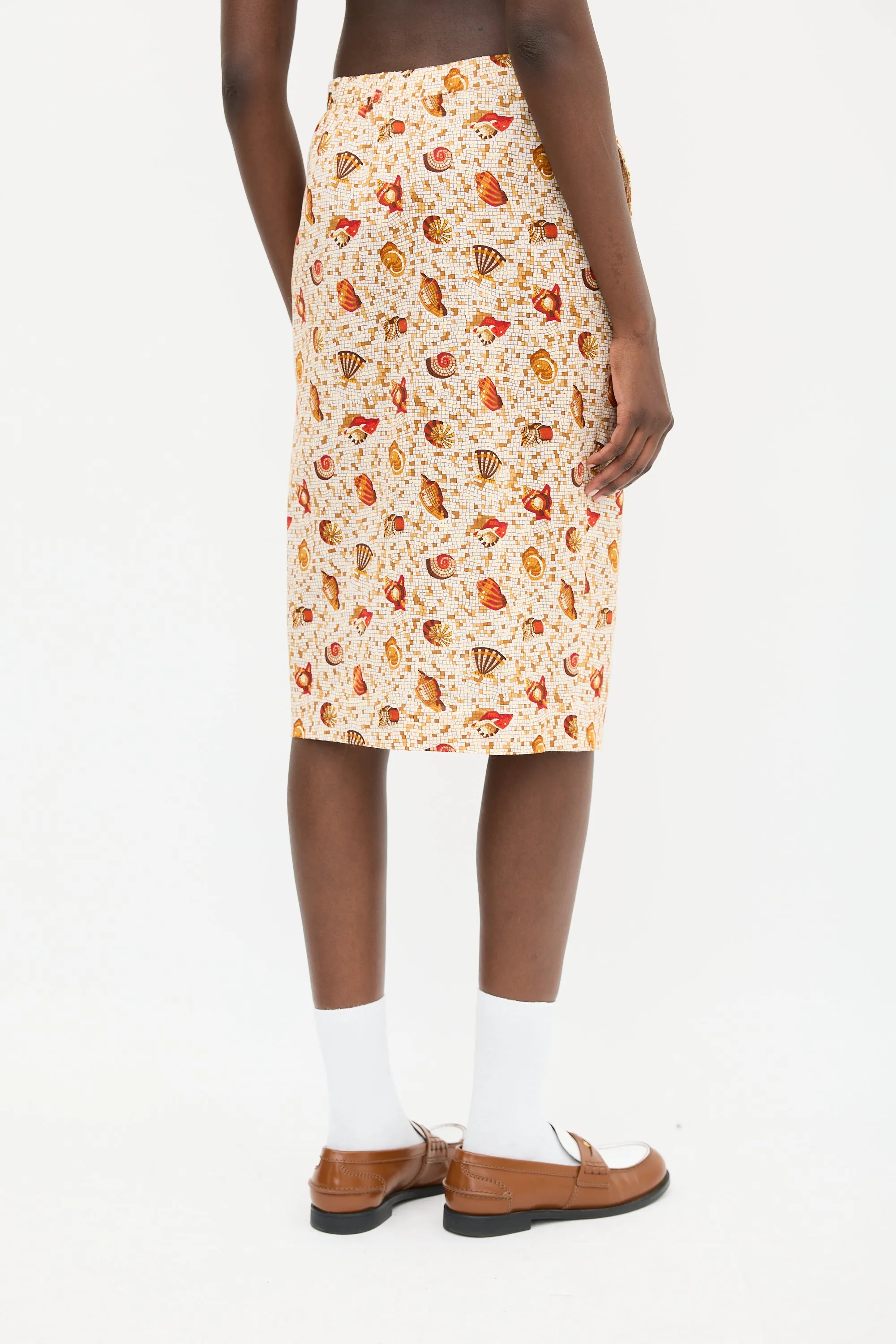 1990s Seashell Mosaic Printed Skirt
