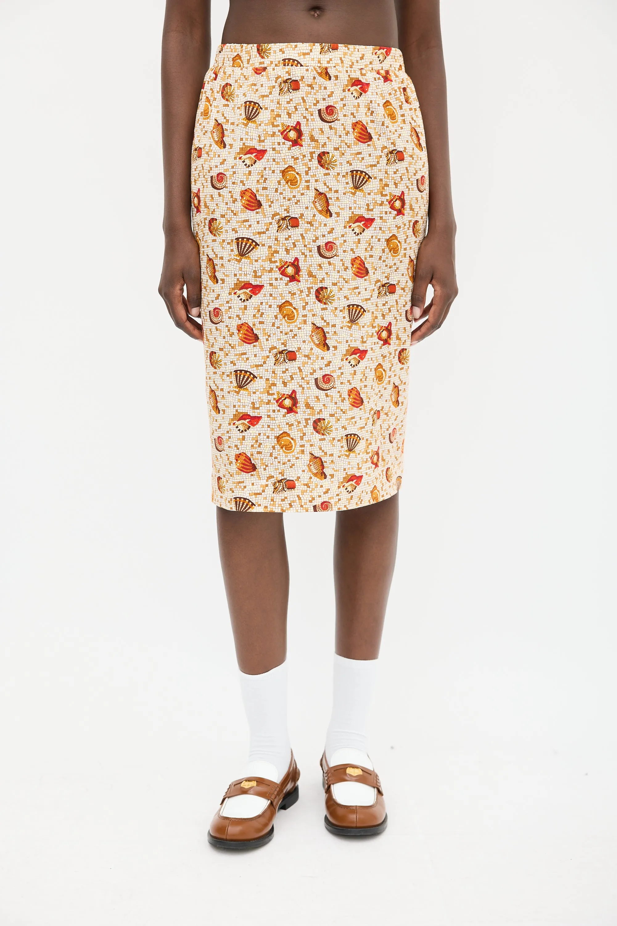 1990s Seashell Mosaic Printed Skirt