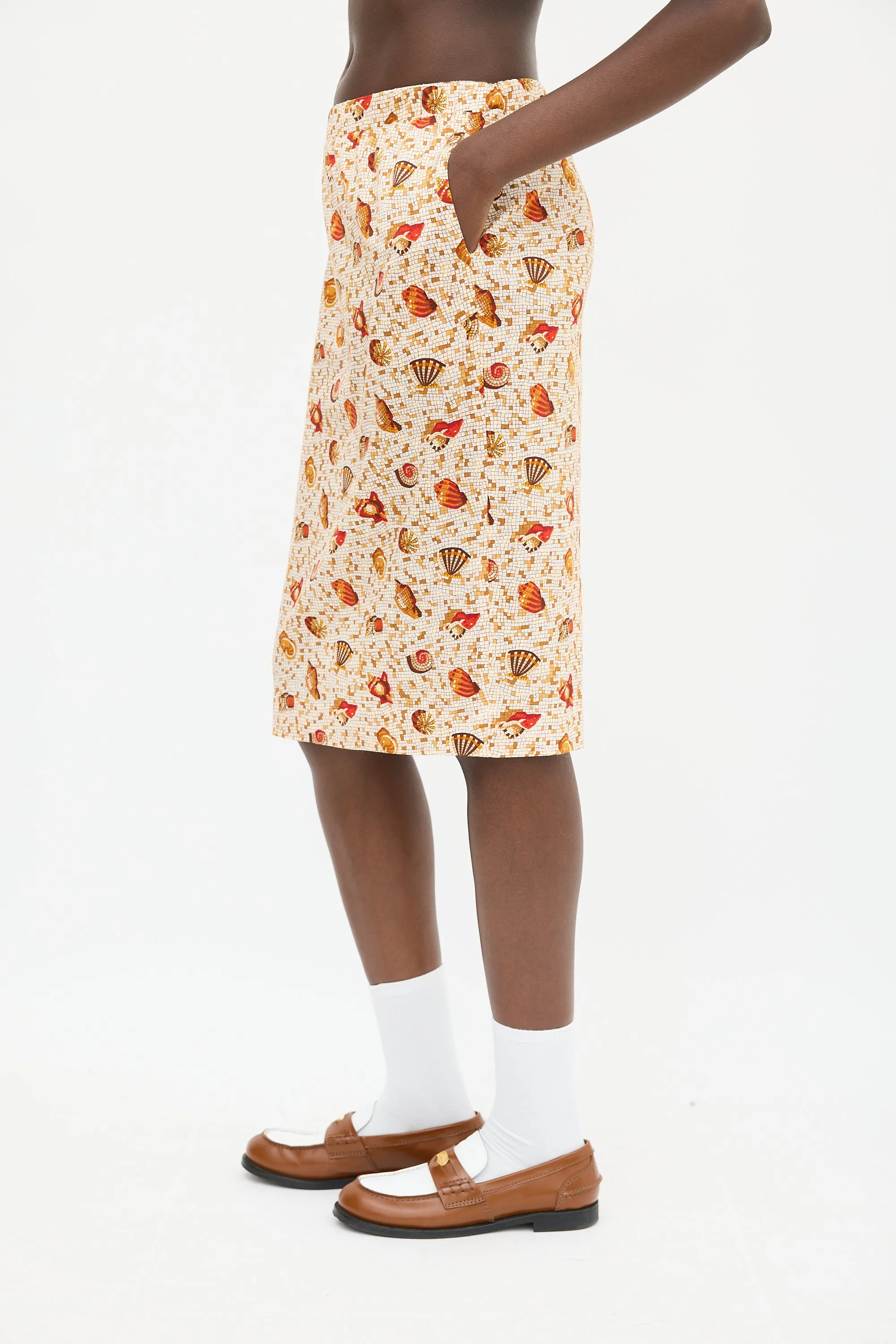 1990s Seashell Mosaic Printed Skirt