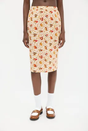 1990s Seashell Mosaic Printed Skirt