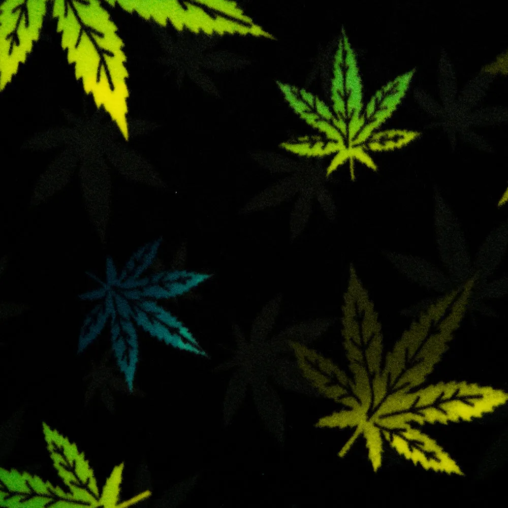 Anti Pill Fleece Print - FRESH - Leaf toss - Black / Turquoise