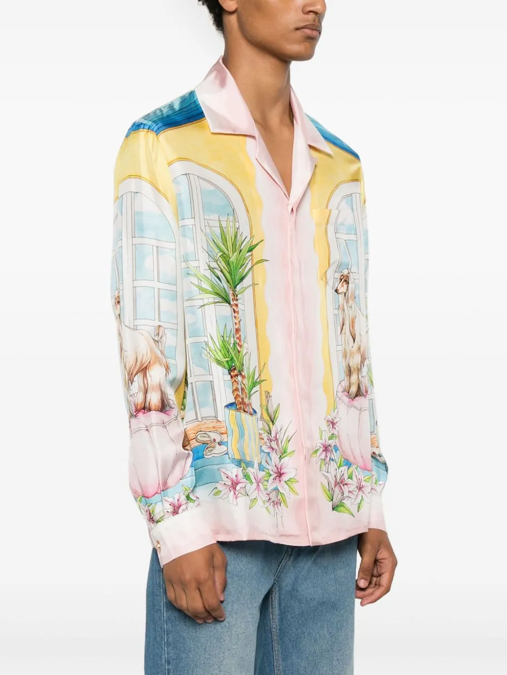Apartement-print silk shirt