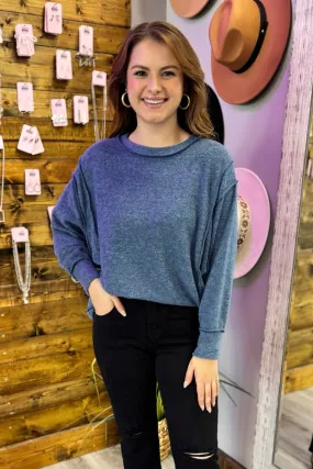 BAILEY Melange Oversized Sweater- Slate Blue