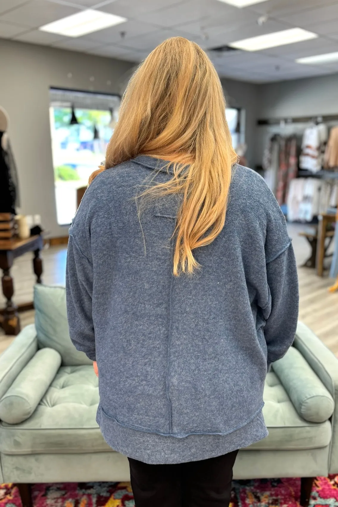 BAILEY Melange Oversized Sweater- Slate Blue