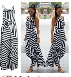 Black and White Stripe Maxi Dress