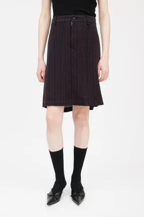 Brown & Multicolour Striped Deconstructed Skirt