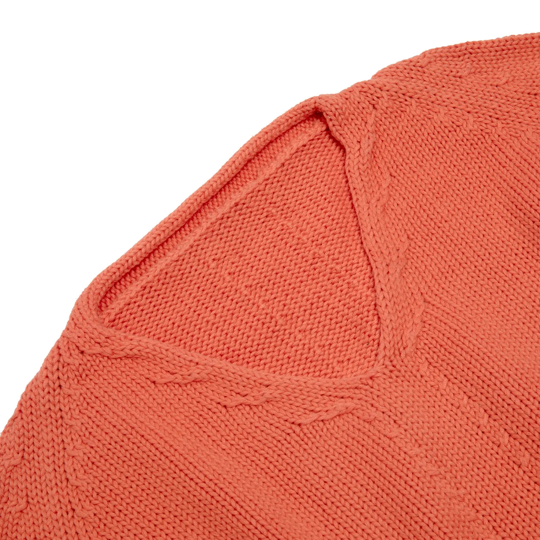 Cable Twist Rolled V Neck Pullover Sweater
