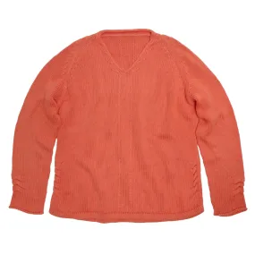 Cable Twist Rolled V Neck Pullover Sweater