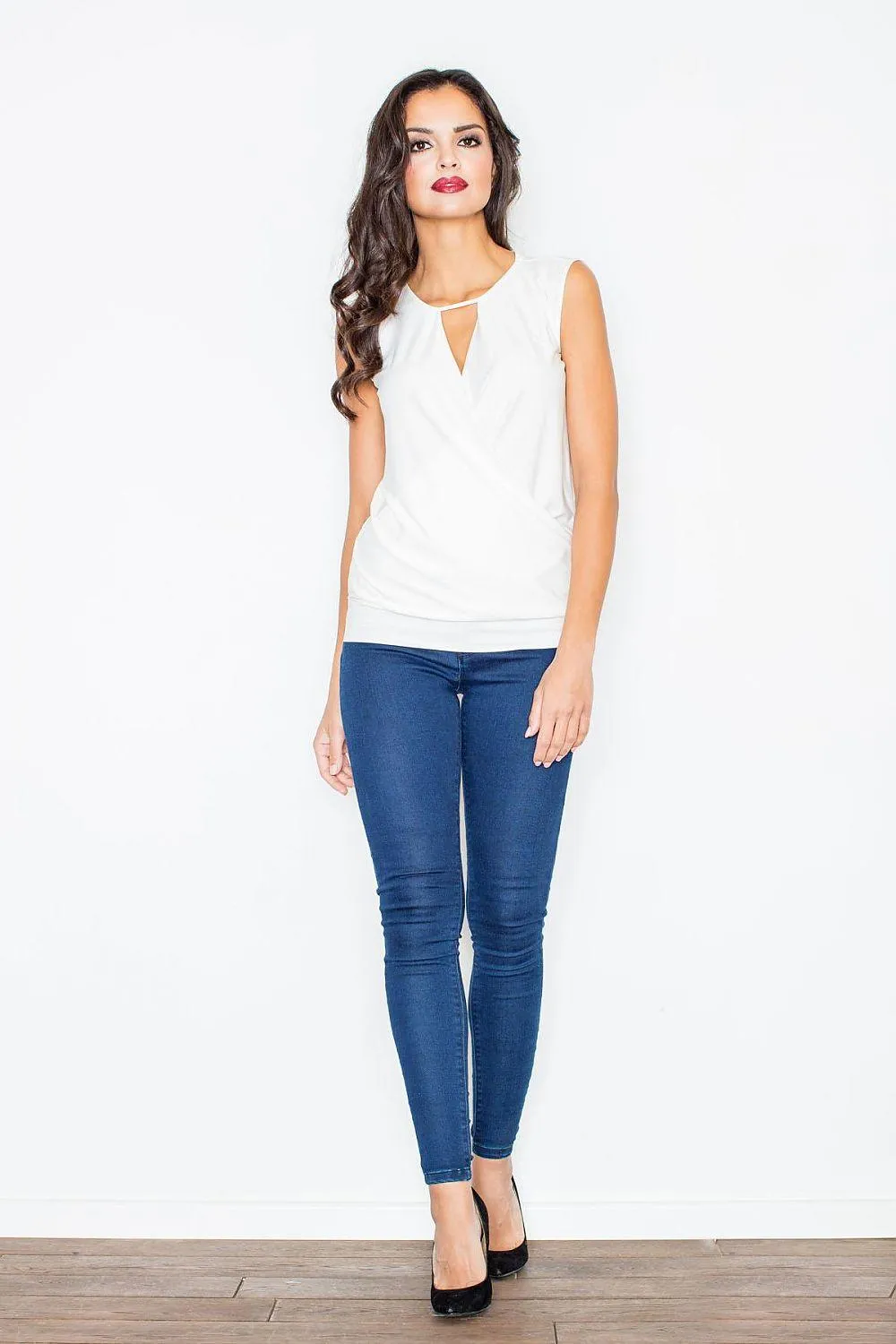 Charming Sleeveless Top with Alluring Cut-Out and Adjustable Drawstring Hem