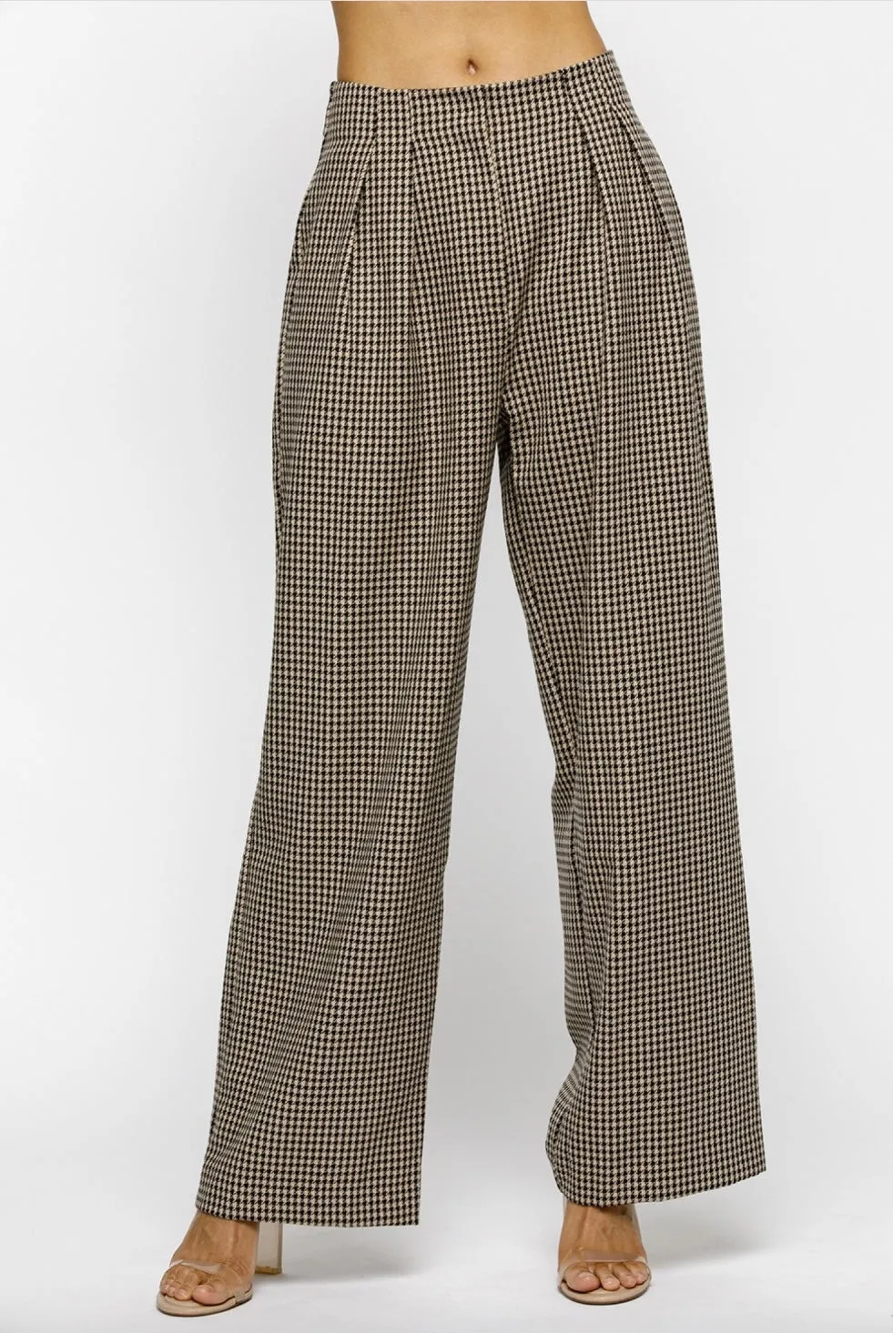 Checkered Pants in Beige and Black By Storia