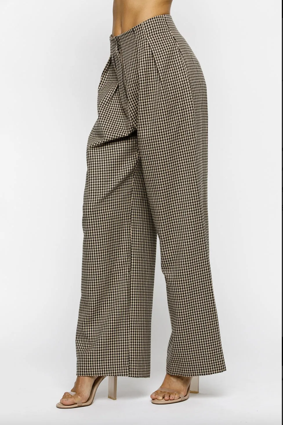 Checkered Pants in Beige and Black By Storia