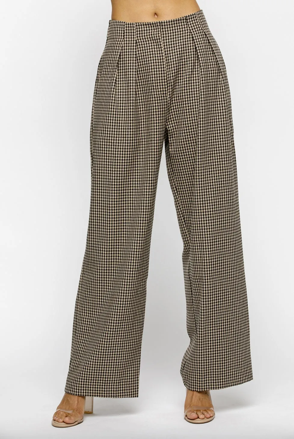 Checkered Pants in Beige and Black By Storia