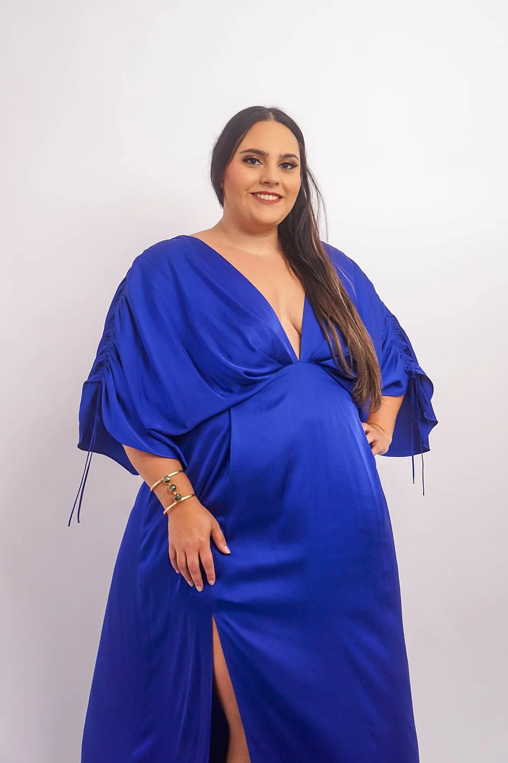 Cobalt Satin Kasumi Maxi Dress
