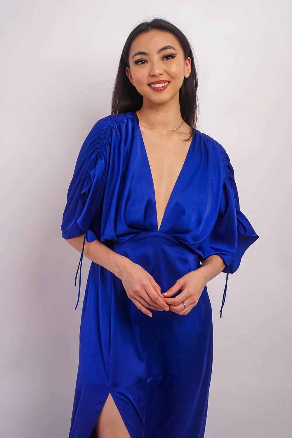 Cobalt Satin Kasumi Maxi Dress