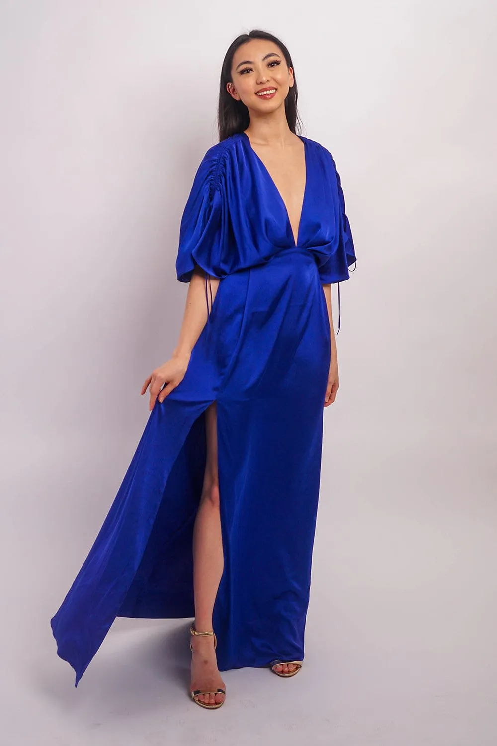 Cobalt Satin Kasumi Maxi Dress