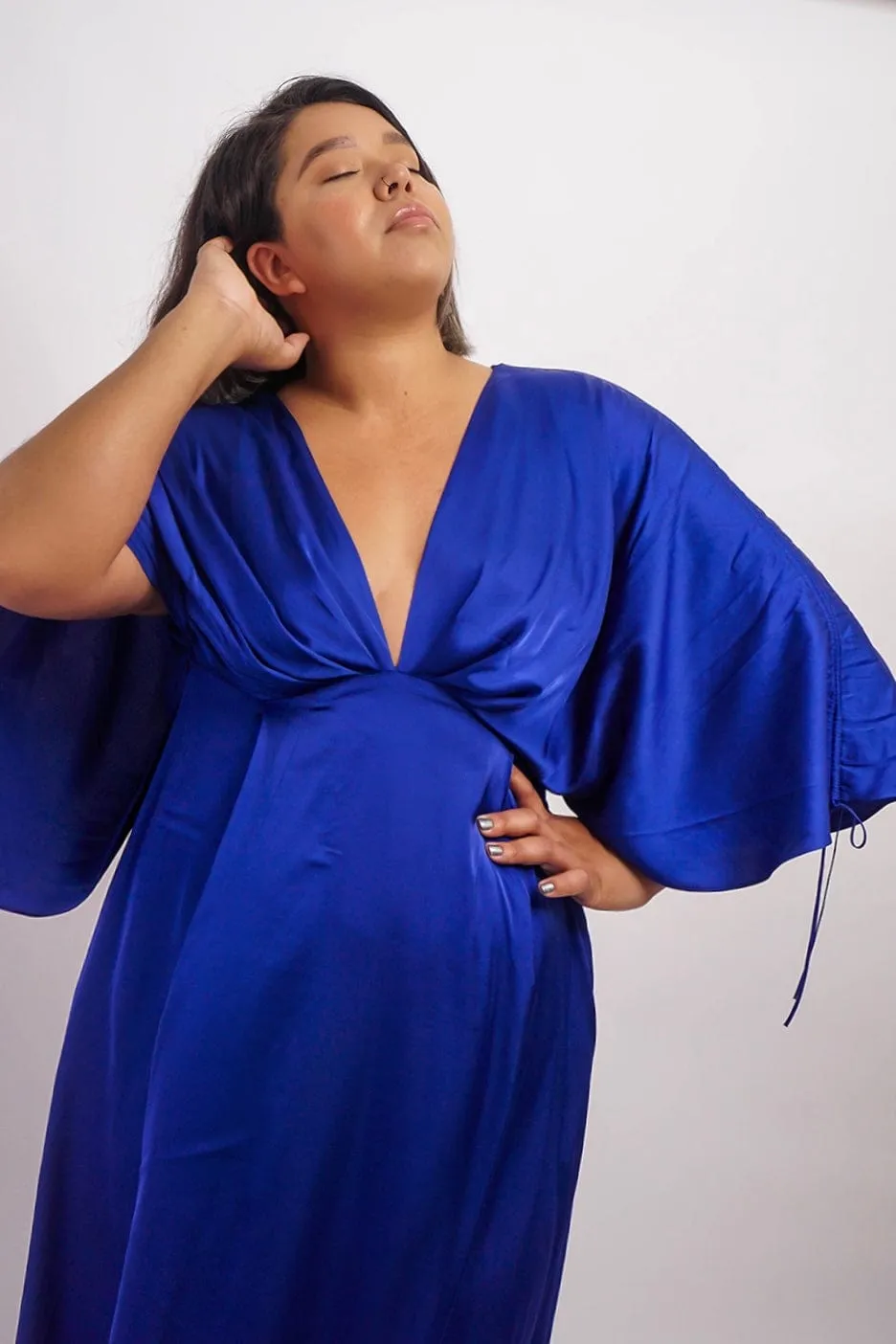 Cobalt Satin Kasumi Maxi Dress