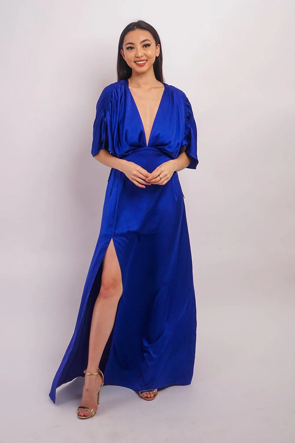 Cobalt Satin Kasumi Maxi Dress