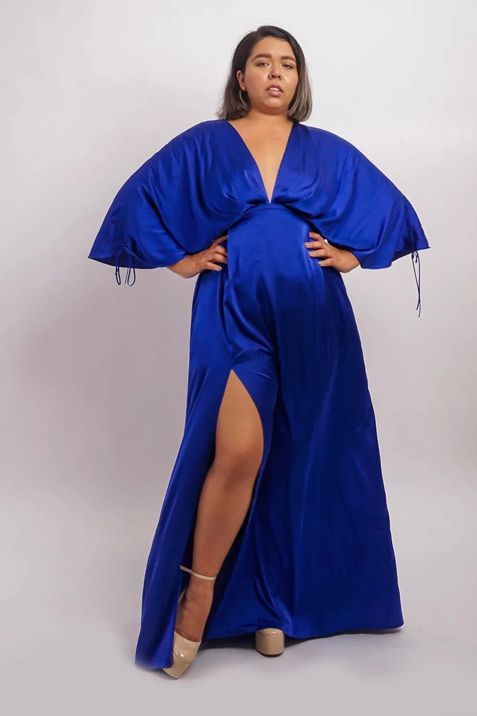 Cobalt Satin Kasumi Maxi Dress