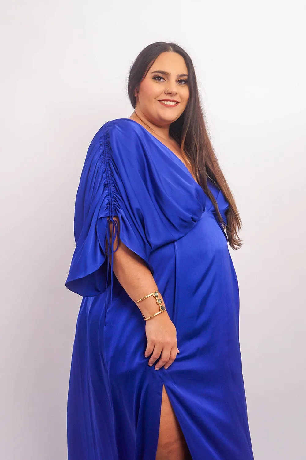 Cobalt Satin Kasumi Maxi Dress
