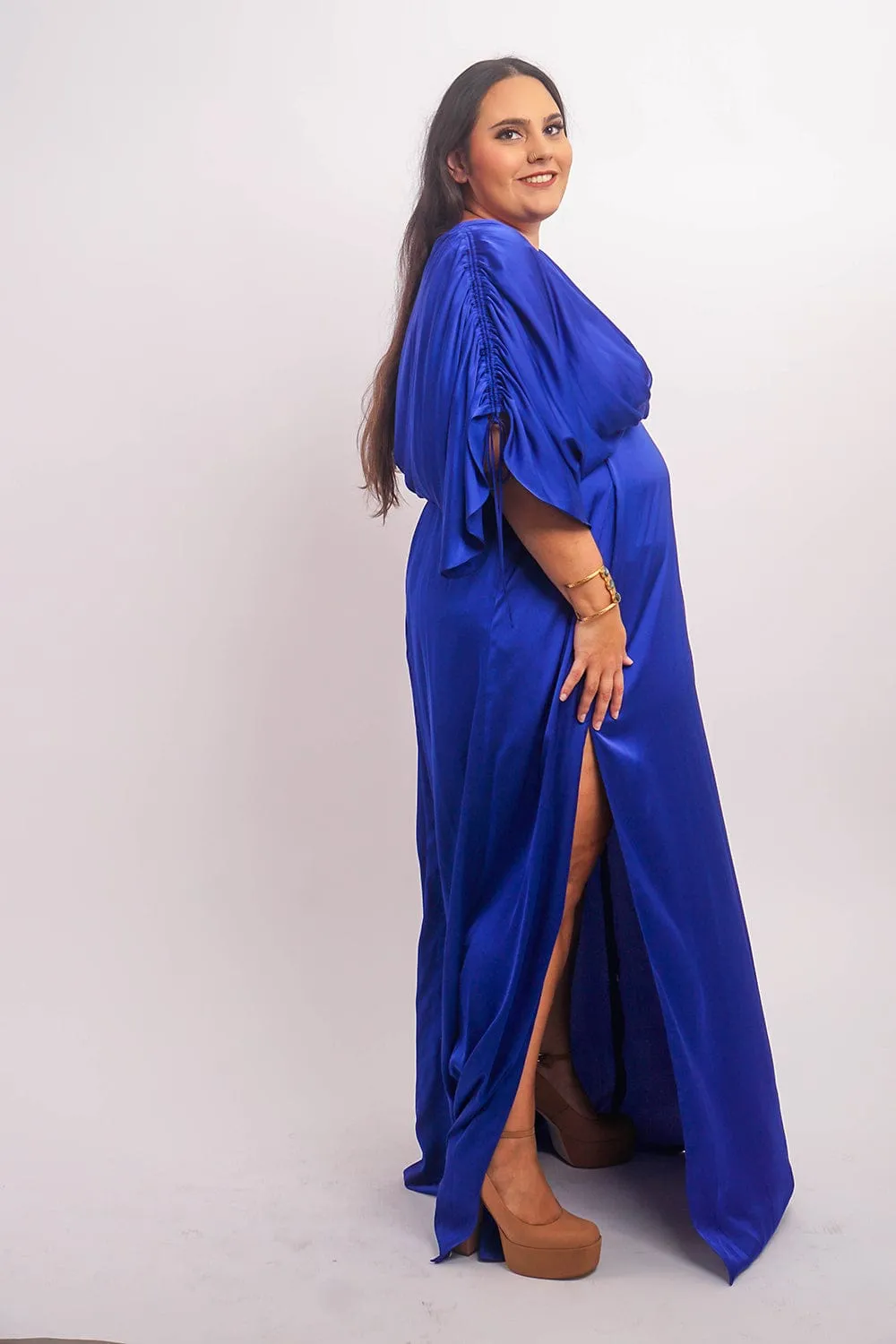 Cobalt Satin Kasumi Maxi Dress