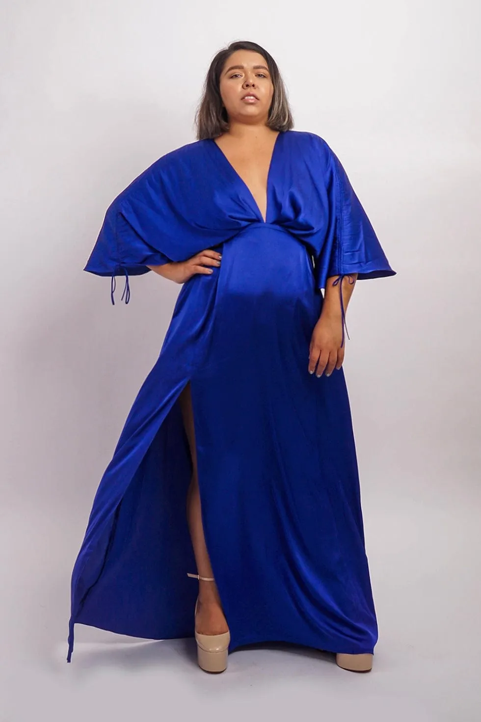 Cobalt Satin Kasumi Maxi Dress
