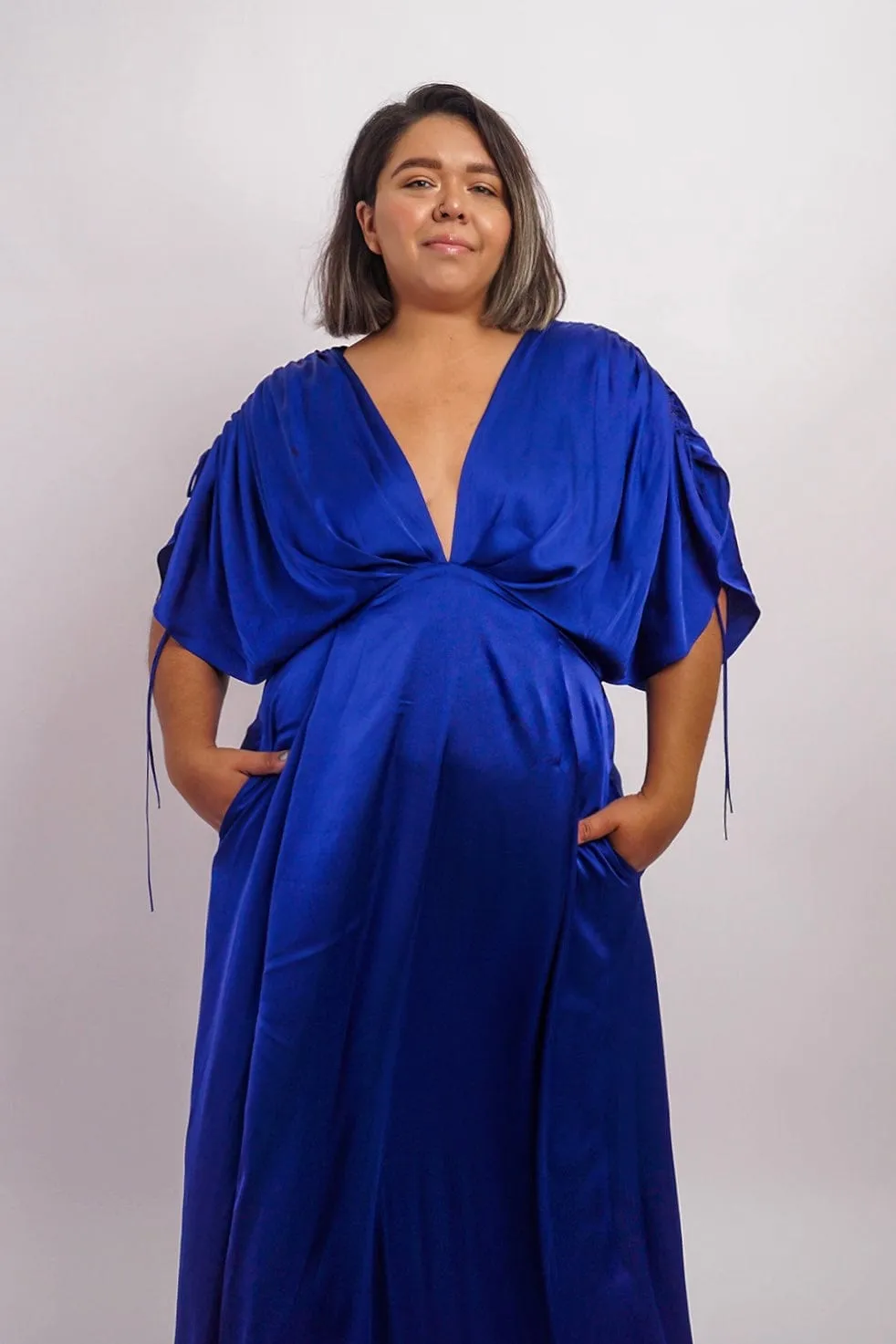 Cobalt Satin Kasumi Maxi Dress