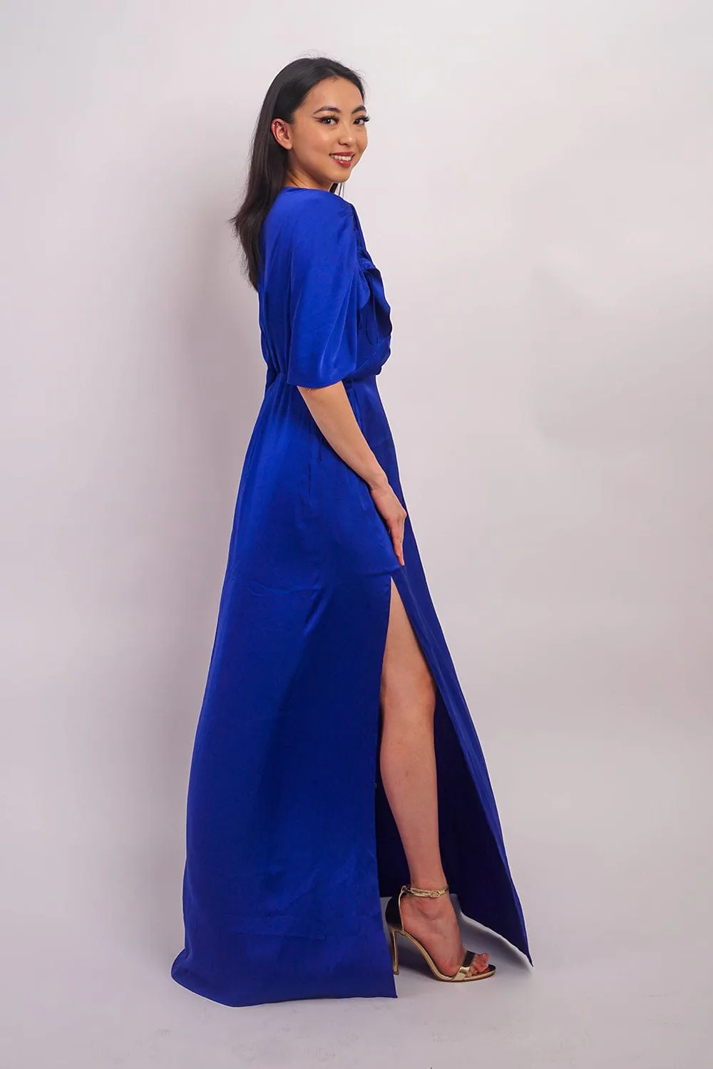 Cobalt Satin Kasumi Maxi Dress
