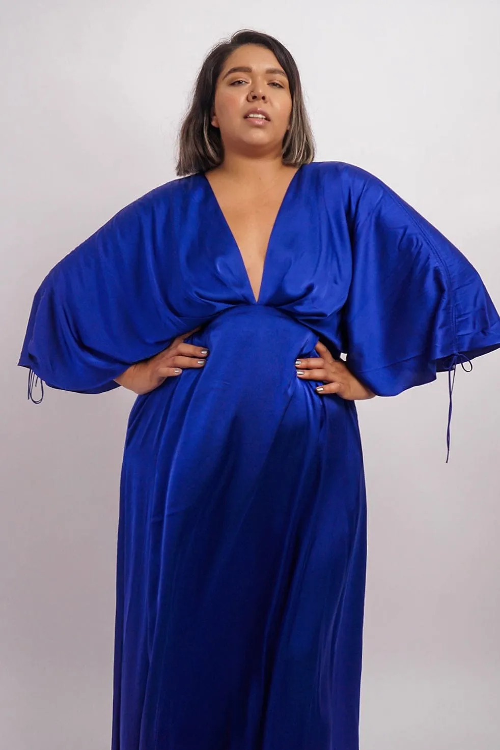 Cobalt Satin Kasumi Maxi Dress