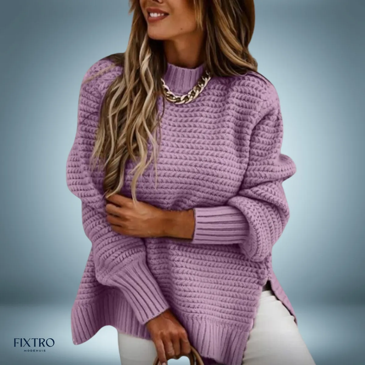 Cozy Charm | Gebreide Trui met Hoge Kraag
