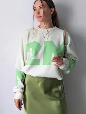 Cozy Navy Oversize Lettered Knit Sweater for Women Winter 2024
