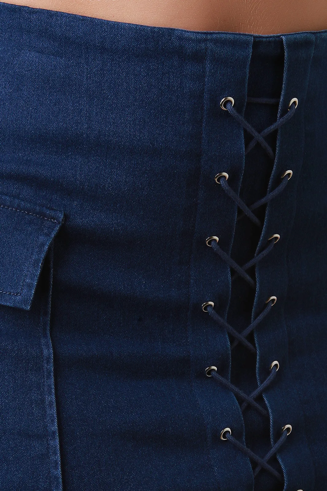 Denim Corset Lace-Up Mini Skirt