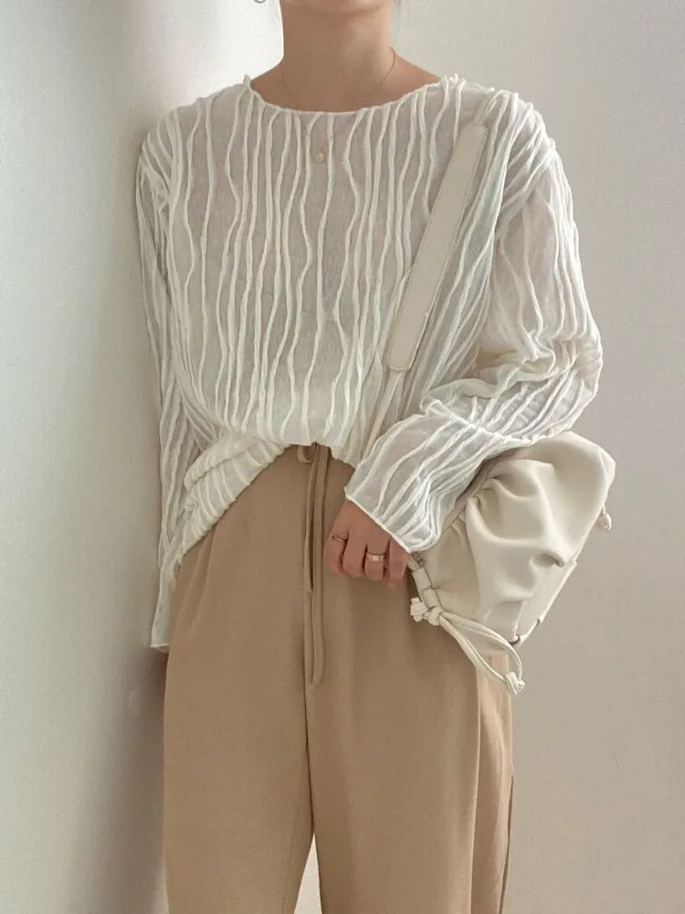 Elegant 3D Texture Long-sleeved Shirt
