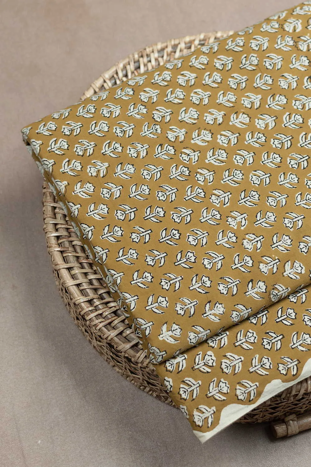 Fenugreek Yellow Bagru Cotton Fabric