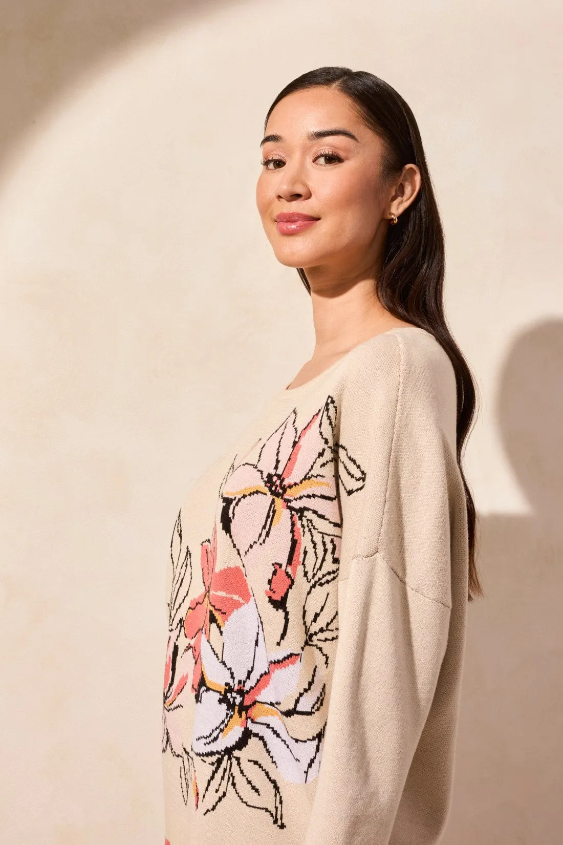 Floral 3/4 Sleeve Sweater