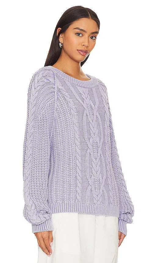 Free People Frankie Cable Sweater in Lavender