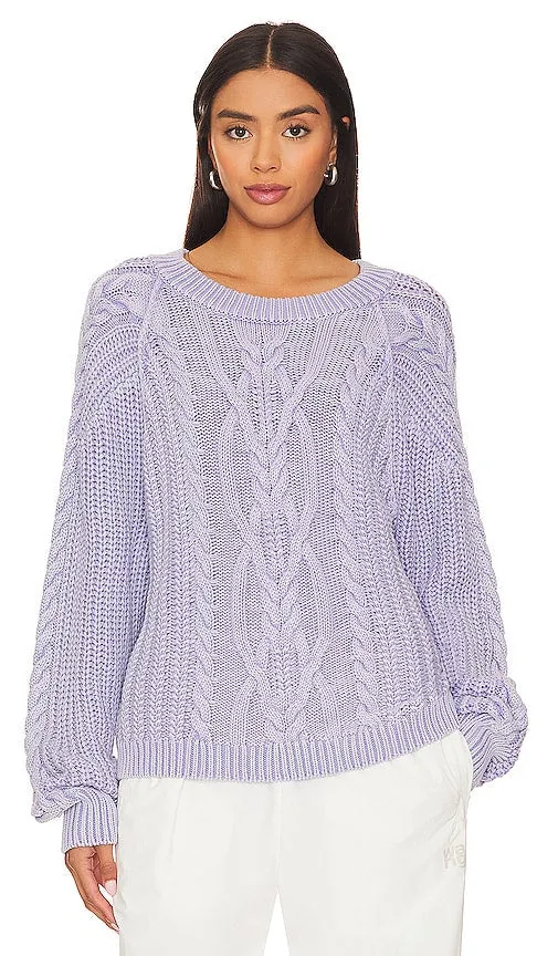 Free People Frankie Cable Sweater in Lavender