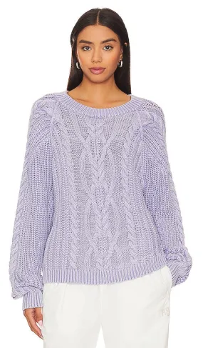 Free People Frankie Cable Sweater in Lavender