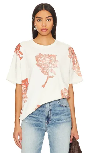 Free People x We The Free Painted Floral Tee in Cream,Red
