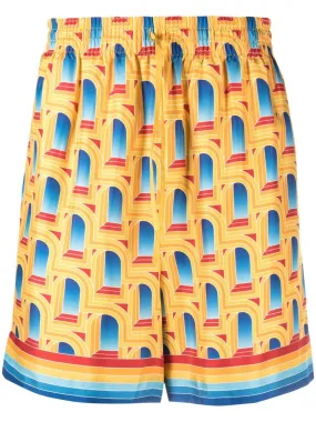 graphic-print silk shorts