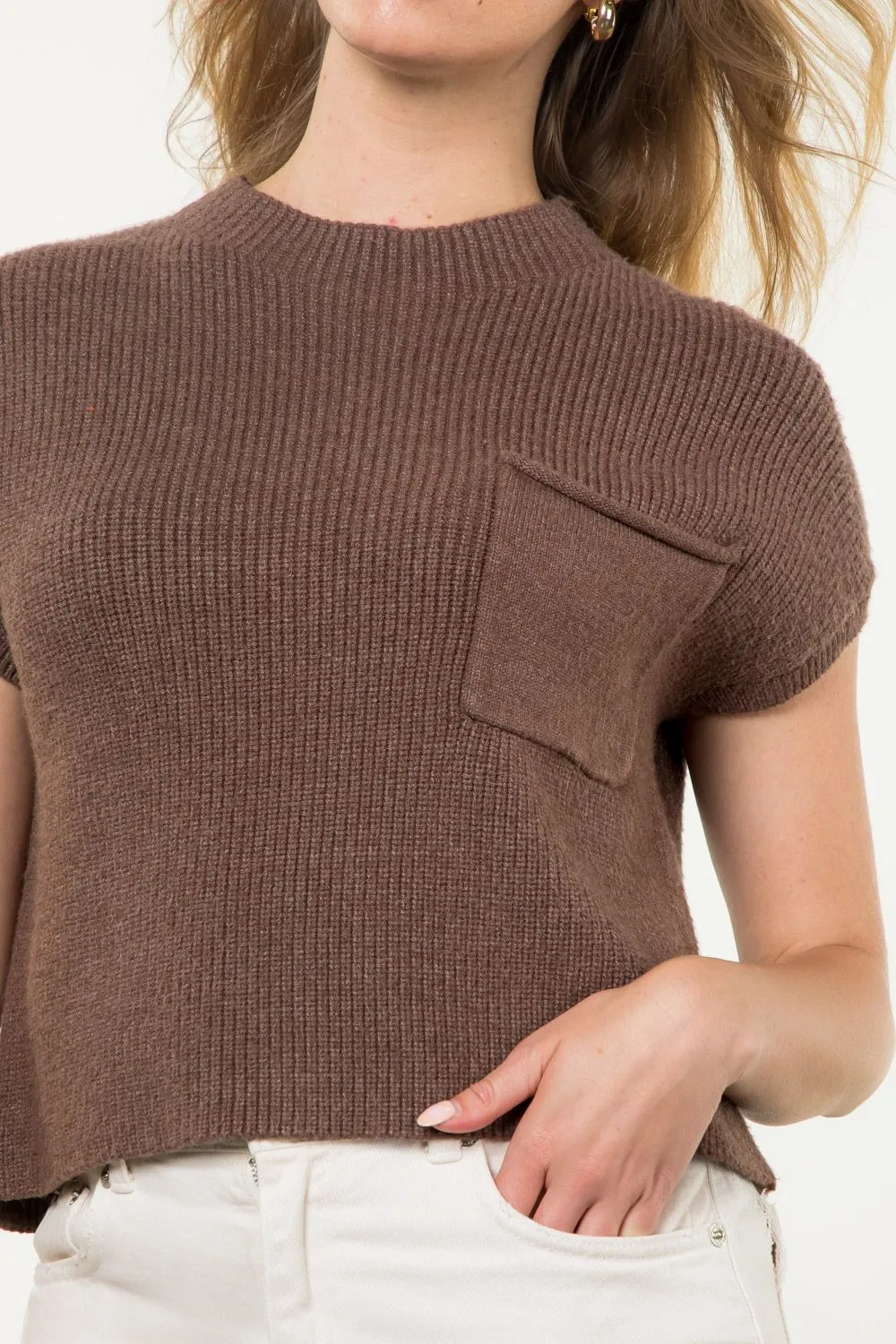 Jeanne Short Sleeve Knit Sweater by THML