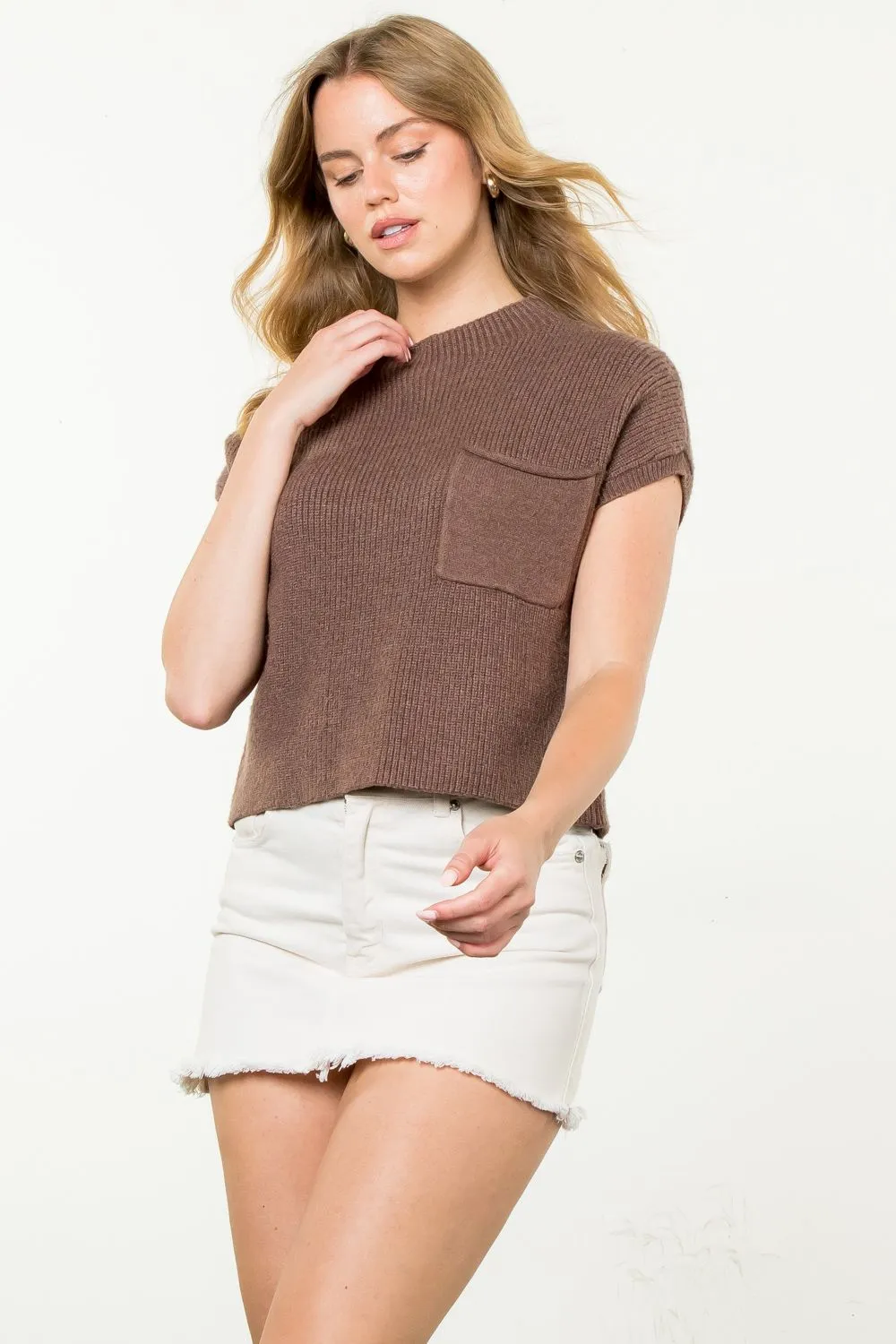Jeanne Short Sleeve Knit Sweater by THML