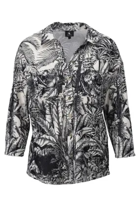 K-design - Oversized blouse met print, knopen en zakjes (A311P959)