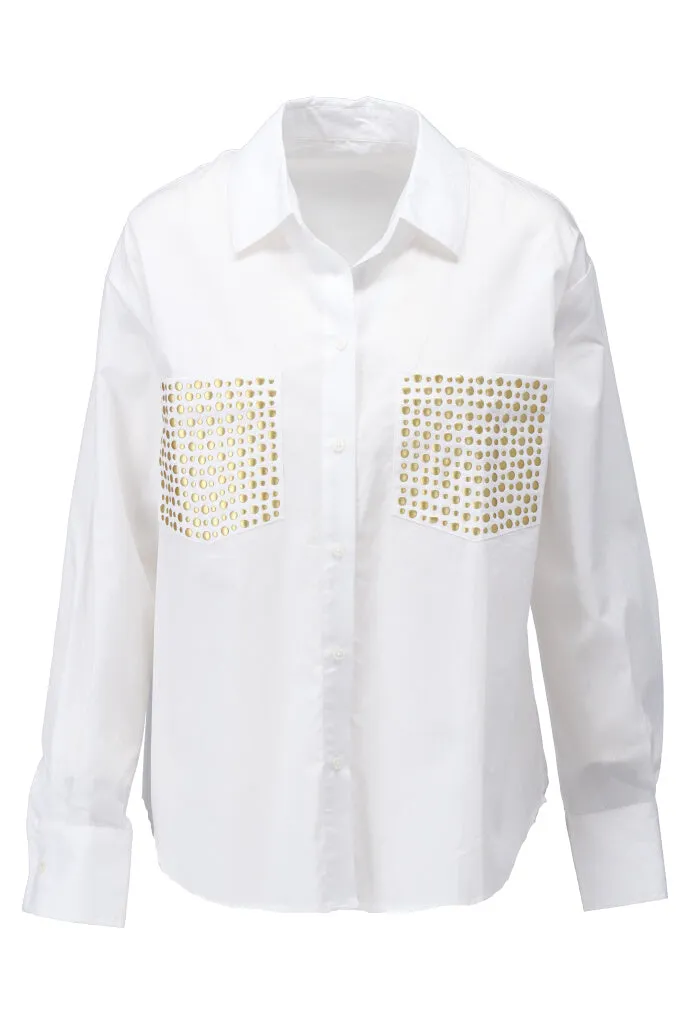 K-design - Oversized blouse met studs (A751White)