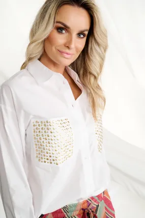 K-design - Oversized blouse met studs (A751White)